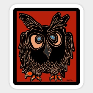 Black owl drawing Sticker